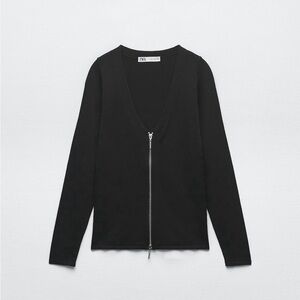 Zara Black Zip-Up Cardigan